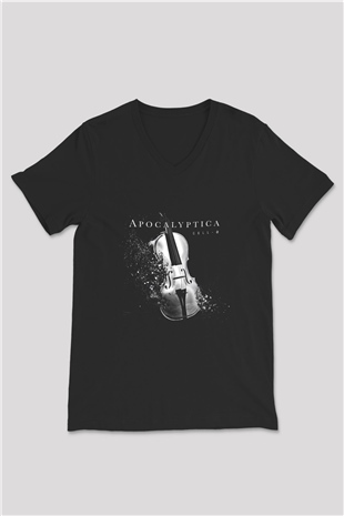 Apocalyptica Baskılı Unisex Siyah V Yaka Tişört