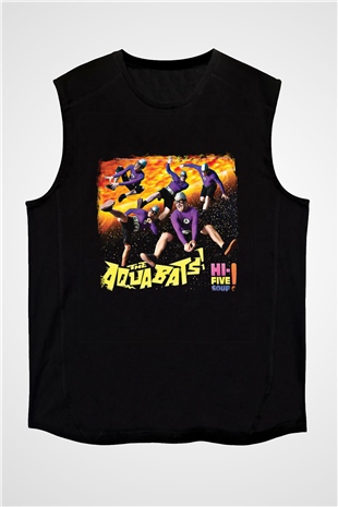 Aquabats Baskılı Unisex Siyah Kolsuz Tişört