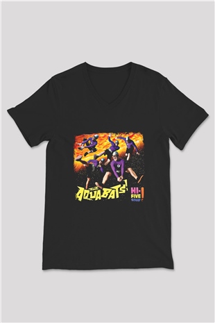 Aquabats Baskılı Unisex Siyah V Yaka Tişört