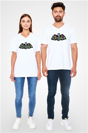 Aquabats Beyaz Unisex V Yaka Tişört