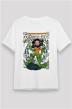 Aquaman Baskılı Unisex Beyaz Tişört