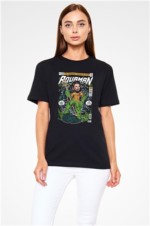 Aquaman Baskılı Unisex Siyah Tişört