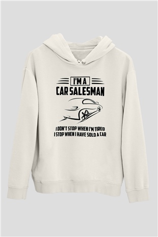 Araba satıcısı Beyaz Unisex Kapüşonlu Sweatshirt