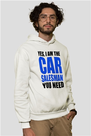 Araba satıcısı Beyaz Unisex Kapüşonlu Sweatshirt