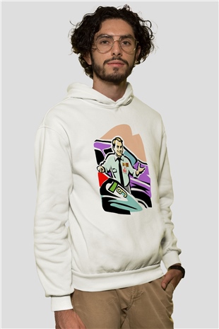 Araba satıcısı Beyaz Unisex Kapüşonlu Sweatshirt