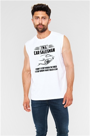 Araba satıcısı Beyaz Unisex Kolsuz Tişört