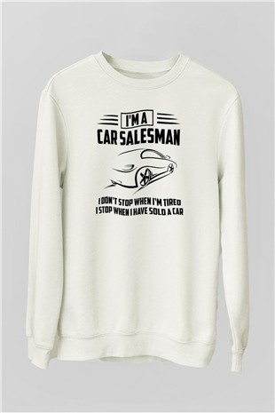 Araba satıcısı Beyaz Unisex Sweatshirt