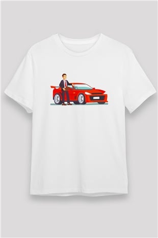 Araba satıcısı Beyaz Unisex Tişört T-Shirt - TişörtFabrikası