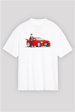 Araba satıcısı Beyaz Oversize Tişört Oversize T-shirt - TişörtFabrikası