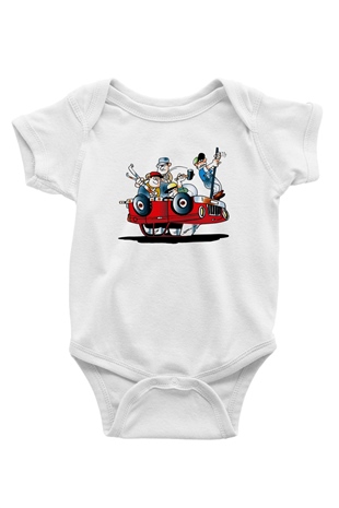 Araba tamircisi Baskılı Beyaz Unisex Bebek Body - Zıbın