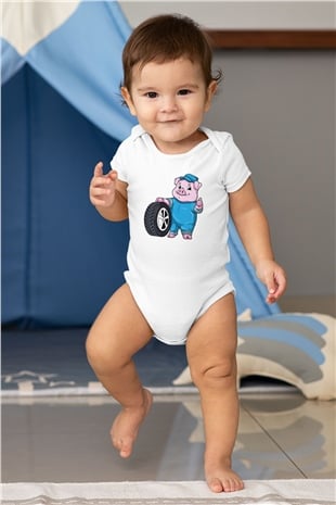 Araba tamircisi Beyaz Bebek Body - Zıbın