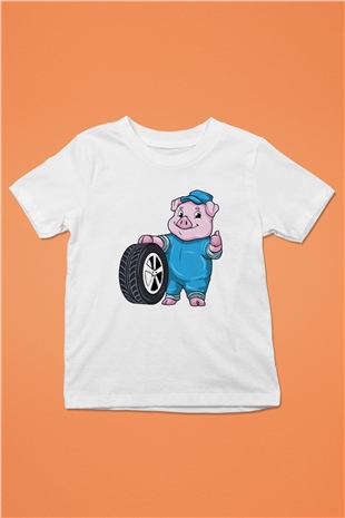 Araba tamircisi Beyaz Unisex Çocuk Tişört
