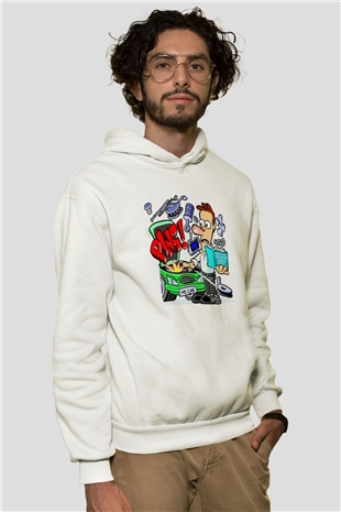 Araba tamircisi Beyaz Unisex Hoodie