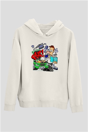 Araba tamircisi Beyaz Unisex Hoodie
