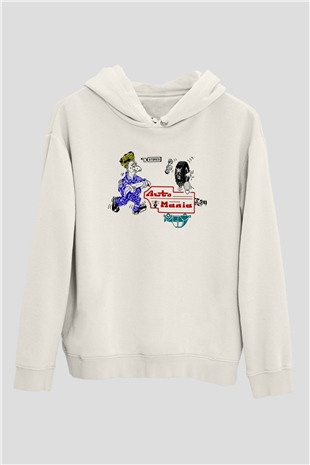 Araba tamircisi Beyaz Unisex Kapüşonlu Sweatshirt