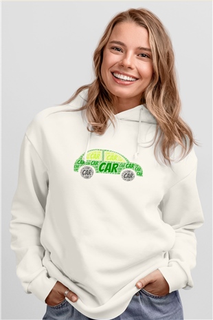 Araba tamircisi Beyaz Unisex Kapüşonlu Sweatshirt