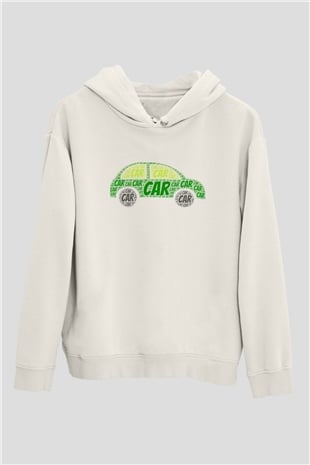 Araba tamircisi Beyaz Unisex Kapüşonlu Sweatshirt