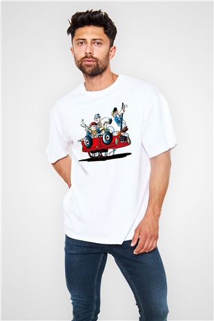 Araba tamircisi Beyaz Unisex Oversize Tişört T-Shirt