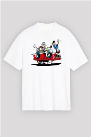 Araba tamircisi Beyaz Unisex Oversize Tişört T-Shirt