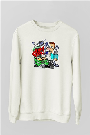 Araba tamircisi Beyaz Unisex Sweatshirt