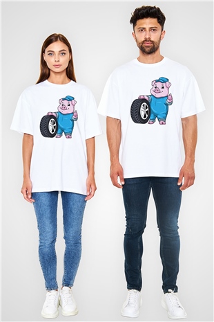 Araba tamircisi Beyaz Oversize Tişört Oversize T-shirt - TişörtFabrikası
