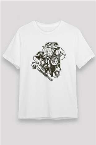 Araba tamircisi Beyaz Unisex Tişört T-Shirt - TişörtFabrikası