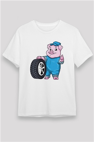 Araba tamircisi Beyaz Unisex Tişört T-Shirt - TişörtFabrikası
