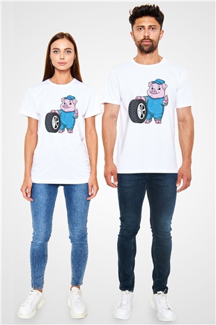 Araba tamircisi Beyaz Unisex Tişört T-Shirt - TişörtFabrikası
