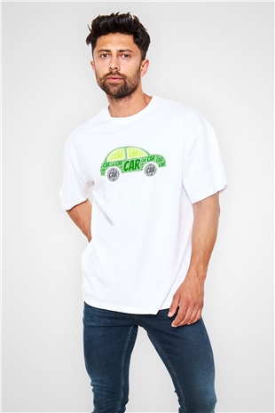 Araba tamircisi Beyaz Oversize Tişört Oversize T-shirt - TişörtFabrikası