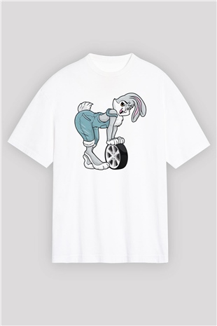 Araba tamircisi Beyaz Oversize Tişört Oversize T-shirt - TişörtFabrikası