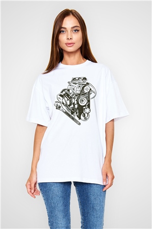 Araba tamircisi Beyaz Oversize Tişört Oversize T-shirt - TişörtFabrikası