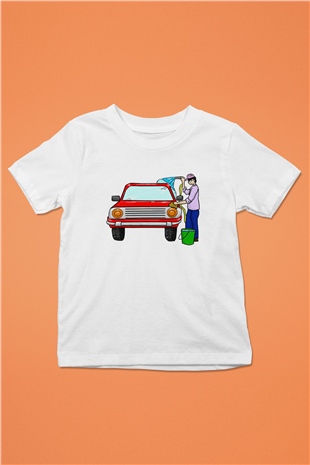 Araba yıkayıcısı Beyaz Unisex Çocuk Tişört