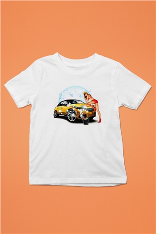 Araba yıkayıcısı Beyaz Unisex Çocuk Tişört