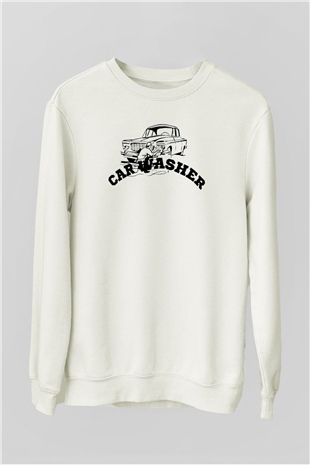 Araba yıkayıcısı Beyaz Unisex Sweatshirt