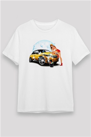 Araba yıkayıcısı Beyaz Unisex Tişört T-Shirt - TişörtFabrikası