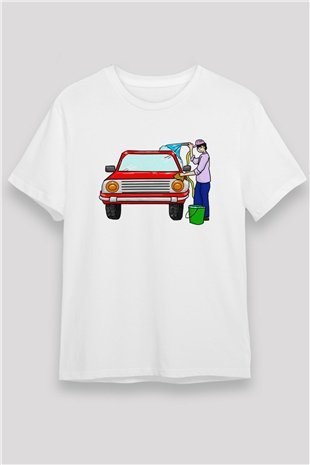 Araba yıkayıcısı Beyaz Unisex Tişört T-Shirt - TişörtFabrikası