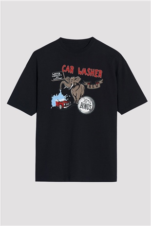 Araba yıkayıcısı Siyah Oversize Tişört Oversize T-shirt - TişörtFabrikası