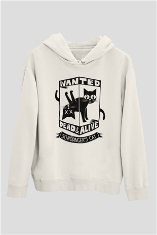 Aranıyor Schrödingerin Kedisi Baskılı Unisex Beyaz Hoodie