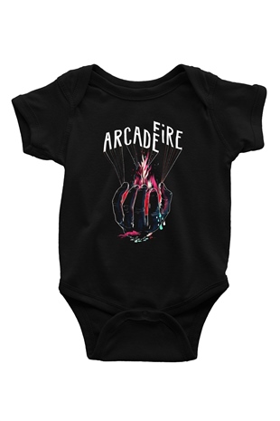 Arcade Fire Baskılı Siyah Bebek Body - Zıbın