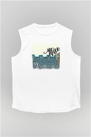 Arcade Fire Baskılı Unisex Beyaz Kolsuz Tişört