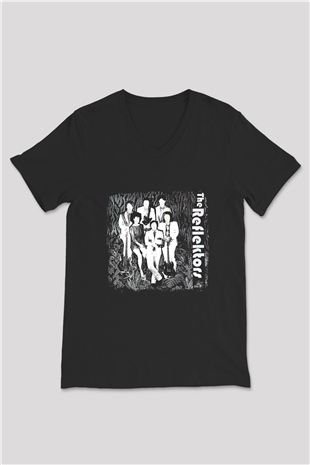 Arcade Fire Baskılı Unisex Siyah V Yaka Tişört