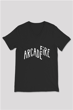 Arcade Fire Siyah Unisex V Yaka Tişört