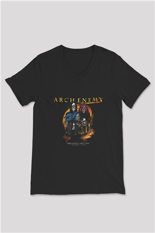 Arch Enemy Baskılı Unisex Siyah V Yaka Tişört