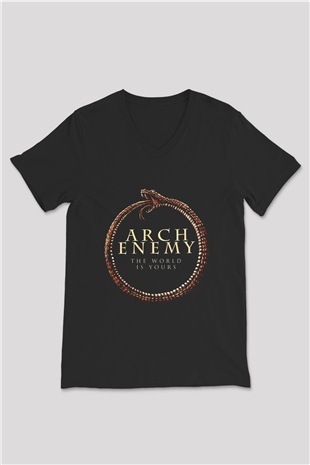 Arch Enemy Baskılı Unisex Siyah V Yaka Tişört