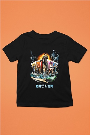 Archer Baskılı Siyah Unisex Çocuk Tişört