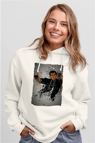 Archer Beyaz Unisex Hoodie