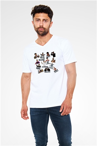 Archer Beyaz Unisex V Yaka Tişört