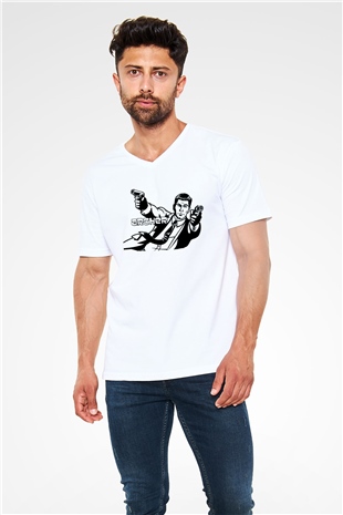 Archer Beyaz Unisex V Yaka Tişört
