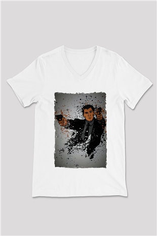 Archer Beyaz Unisex V Yaka Tişört