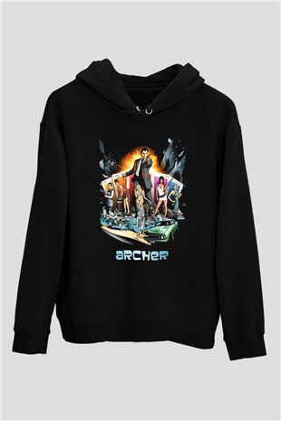 Archer Siyah Unisex Hoodie
